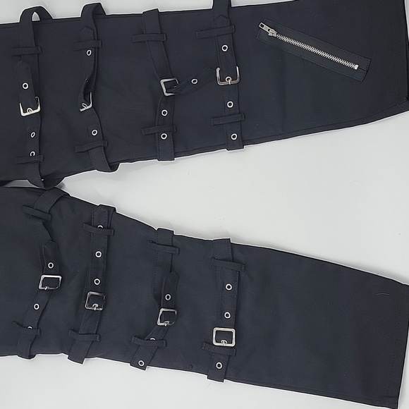Men's Black Buckle Strap Pants - Picture 8 of 16